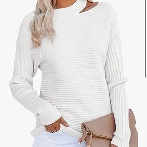 Sweater halter neck off the shoulder long sleeve solid pullover top